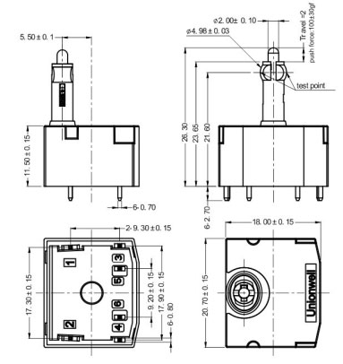product drawing of g19 series waterproof seat adjustment switches2