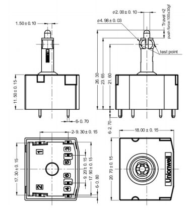 product drawing of g19 series waterproof seat adjustment switches3