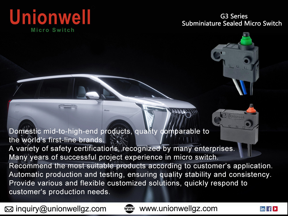 Unionwell G3 Series: High-Quality Micro Switch Solutions for Automotive and Home Appliance Manufacturers